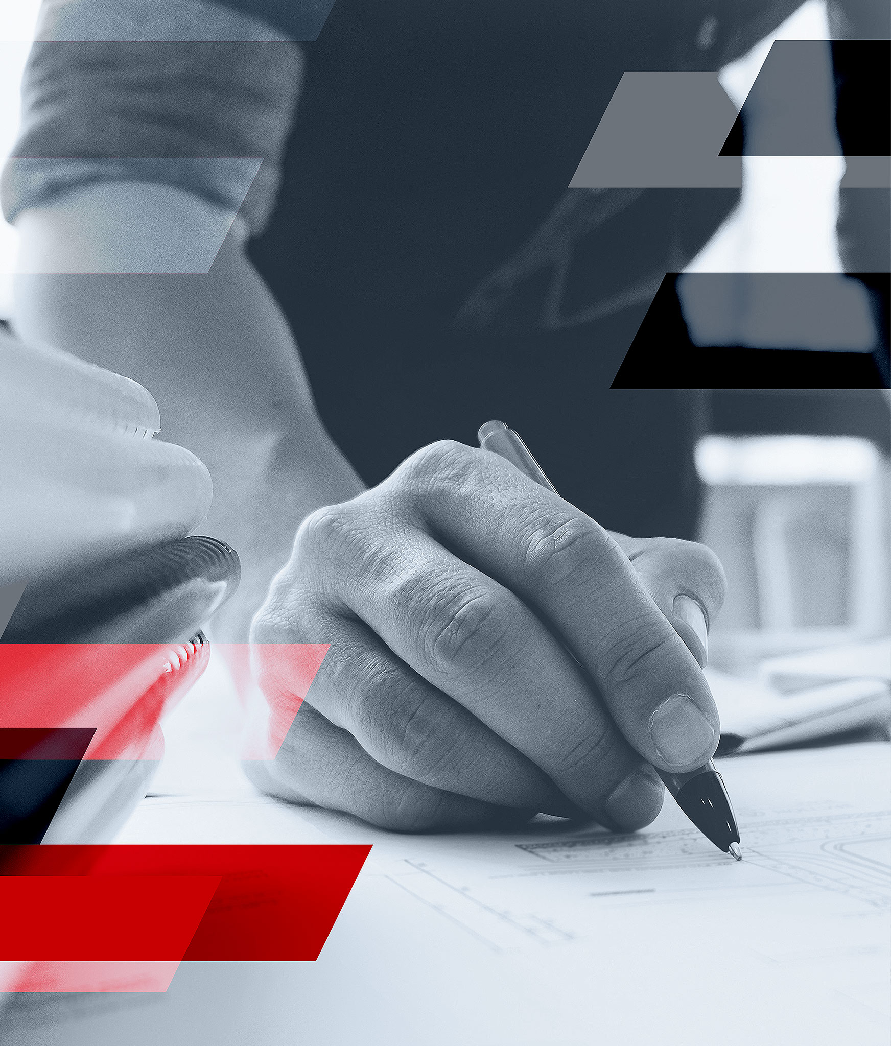 Mano che disegna linee macchinario